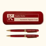 Personalisierte hölzerne Kugelschreiber Fall Set mit eingraviertem Initial und Text Geburtstag Büro Geschenk für Chef Coworker