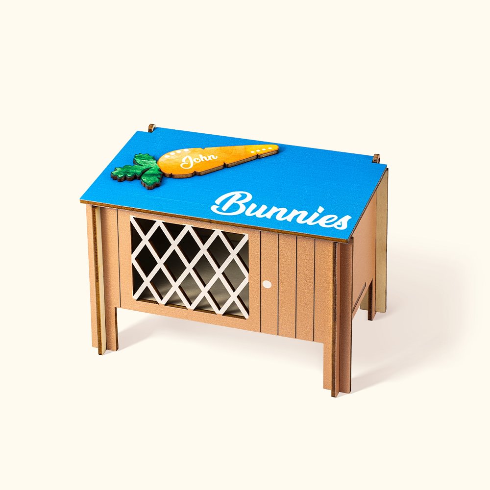 Coniglietto pasquale in legno con motivo a carota, fatto a mano e personalizzato, con nome, regalo di caccia alle uova di Pasqua per bambini