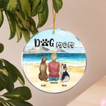 Gepersonaliseerde hond moeder of hond vader ronde acryl opknoping ornament met zee landschap achtergrond kerst verjaardag Gift voor hondenliefhebber