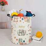Personlig sömnadstema vattentät tvättförvaringskorg med handtag födelsedag husvärmningsgåva för stickning sömnad älskare