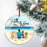 Personalized Forever in My Heart Round Acrylic Hanging Ornament with Seaside Scenery Background Christmas Birthday Gift for Dog Lover