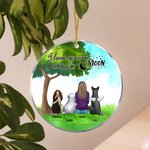 Personalisierte Ich liebe dich zum Mond und zurück Runde Acryl hängenden Ornament mit grünem Glas Hintergrund Weihnachten Geburtstag Geschenk für Hund