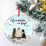 Personalisierte Leben ist besser mit einem Hund Runde Acryl hängenden Ornament mit Möwe Hintergrund Weihnachten Geburtstag Geschenk für Hundeliebhaber
