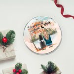 Gepersonaliseerd I Love You to the Moon and Back Rond Acryl Hangend Ornament met Rode Esdoornbladeren Achtergrond Kerst Verjaardagscadeau voor Hondenl