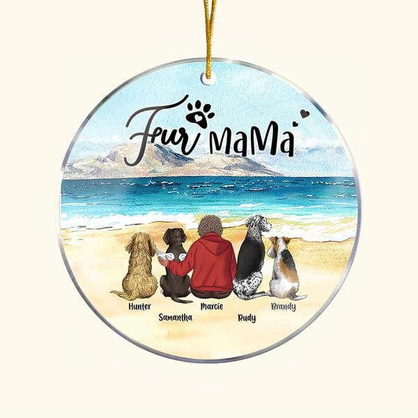 Ornamento da appendere in acrilico rotondo personalizzato con sfondo marino Regalo di Natale e di compleanno per gli amanti dei cani