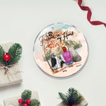 Gepersonaliseerd Forever in My Heart Rond Acryl Hangend Ornament met Rode Esdoornbladeren Achtergrond Kerst Verjaardagscadeau voor Hondenliefhebber