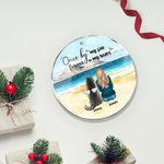 Personalized Once by My Side Forever in My Heart Round Acrylic Hanging Ornament with Seaside Scenery Background Christmas Birthday Gift for Dog Lover