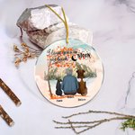 Gepersonaliseerd I Love You to the Moon and Back Rond Acryl Hangend Ornament met Rode Esdoornbladeren Achtergrond Kerst Verjaardagscadeau voor Hondenl