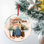 Gepersonaliseerd I Love You to the Moon and Back Rond Acryl Hangend Ornament met Rode Esdoornbladeren Achtergrond Kerst Verjaardagscadeau voor Hondenl