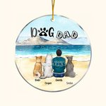 Gepersonaliseerde hond moeder of hond vader ronde acryl opknoping ornament met zee landschap achtergrond kerst verjaardag Gift voor hondenliefhebber