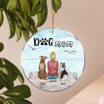 Adorno colgante acrílico redondo personalizado para mamá o papá perro con fondo de gaviota Regalo de cumpleaños navideño para amante de los perros