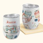 Personalised Sewing Theme 12oz Insulated Wine Tumbler Coffee Cup Birthday Mother's Day Gift for Sewing Lover