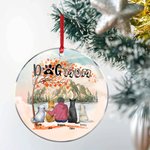 Personalized Dog Mom or Dog Dad Round Acrylic Hanging Ornament with Red Maple Leaves Background Christmas Birthday Gift for Dog Lover