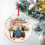 Gepersonaliseerd Once by My Side Forever in My Heart Rond Acryl Hangend Ornament met Rode Esdoornbladeren Achtergrond Kerstverjaardagscadeau voor Hond