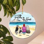 Personalized Forever in My Heart Round Acrylic Hanging Ornament with Seaside Scenery Background Christmas Birthday Gift for Dog Lover
