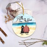 Personalized Forever in My Heart Round Acrylic Hanging Ornament with Seaside Scenery Background Christmas Birthday Gift for Dog Lover