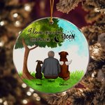 Personalisierte Ich liebe dich zum Mond und zurück Runde Acryl hängenden Ornament mit grünem Glas Hintergrund Weihnachten Geburtstag Geschenk für Hund