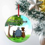 Personalisierte Ich liebe dich zum Mond und zurück Runde Acryl hängenden Ornament mit grünem Glas Hintergrund Weihnachten Geburtstag Geschenk für Hund