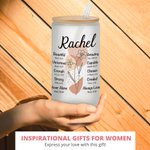 Fiore di nascita personalizzato Citazioni bibliche 20 oz tazza di vetro smerigliato con coperchio e cannuccia Regalo cristiano ispiratore per la festa