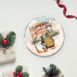 Gepersonaliseerd Leven is Beter met een Hond Rond Acryl Hangend Ornament met Rode Esdoornbladeren Achtergrond Kerstverjaardagscadeau voor Hondenliefhe
