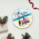 Personalized Forever in My Heart Round Acrylic Hanging Ornament with Seaside Scenery Background Christmas Birthday Gift for Dog Lover