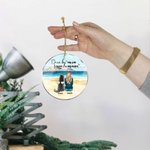 Personalized Once by My Side Forever in My Heart Round Acrylic Hanging Ornament with Seaside Scenery Background Christmas Birthday Gift for Dog Lover