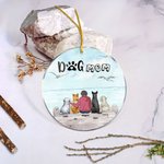 Adorno colgante acrílico redondo personalizado para mamá o papá perro con fondo de gaviota Regalo de cumpleaños navideño para amante de los perros