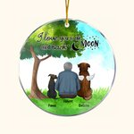 Personalisierte Ich liebe dich zum Mond und zurück Runde Acryl hängenden Ornament mit grünem Glas Hintergrund Weihnachten Geburtstag Geschenk für Hund