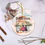 Personalized Dog Mom or Dog Dad Round Acrylic Hanging Ornament with Red Maple Leaves Background Christmas Birthday Gift for Dog Lover