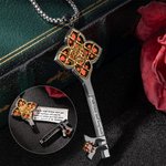 Personalisierte Dornen Iris Kreuz Gothic Schlüssel Halskette mit abnehmbarem Fach und Papier Vintage-Schmuck Geschenk für Gothic-Liebhaber