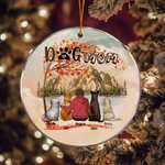 Personalized Dog Mom or Dog Dad Round Acrylic Hanging Ornament with Red Maple Leaves Background Christmas Birthday Gift for Dog Lover