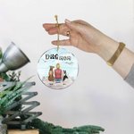 Adorno colgante acrílico redondo personalizado para mamá o papá perro con fondo de gaviota Regalo de cumpleaños navideño para amante de los perros