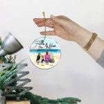 Personalized Forever in My Heart Round Acrylic Hanging Ornament with Seaside Scenery Background Christmas Birthday Gift for Dog Lover