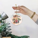 Personalized Dog Mom or Dog Dad Round Acrylic Hanging Ornament with Red Maple Leaves Background Christmas Birthday Gift for Dog Lover