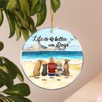 Personalisierte Leben ist besser mit einem Hund Runde Acryl hängenden Ornament mit Seaside Scenery Hintergrund Weihnachten Geburtstag Geschenk für Hun
