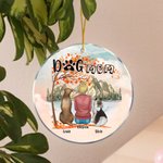 Personalized Dog Mom or Dog Dad Round Acrylic Hanging Ornament with Red Maple Leaves Background Christmas Birthday Gift for Dog Lover