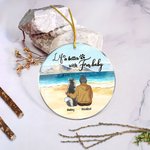 Personalised Life is Better with Fur Baby Round Acrylic Hanging Ornament with Seaside Scenery Background Christmas Birthday Gift for Dog Lover