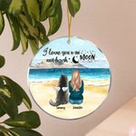 Personalizzato I Love You to the Moon and Back Ornamento da appendere in acrilico rotondo con sfondo marino Regalo di Natale e compleanno per gli aman