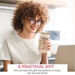 Fiore di nascita personalizzato Citazioni bibliche 20 oz tazza di vetro smerigliato con coperchio e cannuccia Regalo cristiano ispiratore per la festa