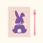 Personalized Multicolour Bunny Notebook Pen Set with Name Birthday Easter Gifts for Kid