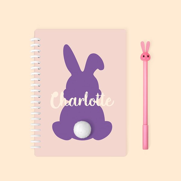 Ensemble de Carnet et Stylo Personnalisé avec Nom Design de Lapin Cadeau Anniversaire Fête pour Enfant