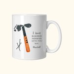 Personalized Building Memories with You Ceramic Mug with 1-8 Hammer Footprint Father's Day Birthday Gift for Dad Grandpa