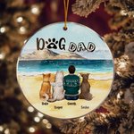 Gepersonaliseerde hond moeder of hond vader ronde acryl opknoping ornament met zee landschap achtergrond kerst verjaardag Gift voor hondenliefhebber