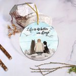 Personalisierte Leben ist besser mit einem Hund Runde Acryl hängenden Ornament mit Möwe Hintergrund Weihnachten Geburtstag Geschenk für Hundeliebhaber