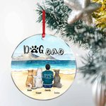 Gepersonaliseerde hond moeder of hond vader ronde acryl opknoping ornament met zee landschap achtergrond kerst verjaardag Gift voor hondenliefhebber