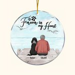 Personalised Forever in My Heart Round Acrylic Hanging Ornament with Seagull Background Christmas Birthday Gift for Dog Lover