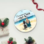 Personalizzato I Love You to the Moon and Back Ornamento da appendere in acrilico rotondo con sfondo marino Regalo di Natale e compleanno per gli aman