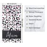 Personalisiertes Schnell Trocknended Strandtuch Leopard Zebra mit Namen Strand Reise Bachelorette Party Geschenk für Damen