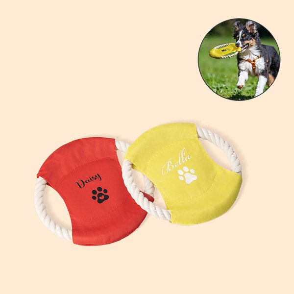 Personalizado lindo perro pata impresión patrón impermeable perro volando disco al aire libre perro juguete con nombre cumpleaños regalo para amante d