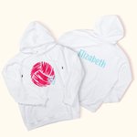 Personalisierte Volleyball Herz Muster Team Hoodie mit Namen Geburtstag Spiel Tag Geschenk für Volleyball-Liebhaber Spieler